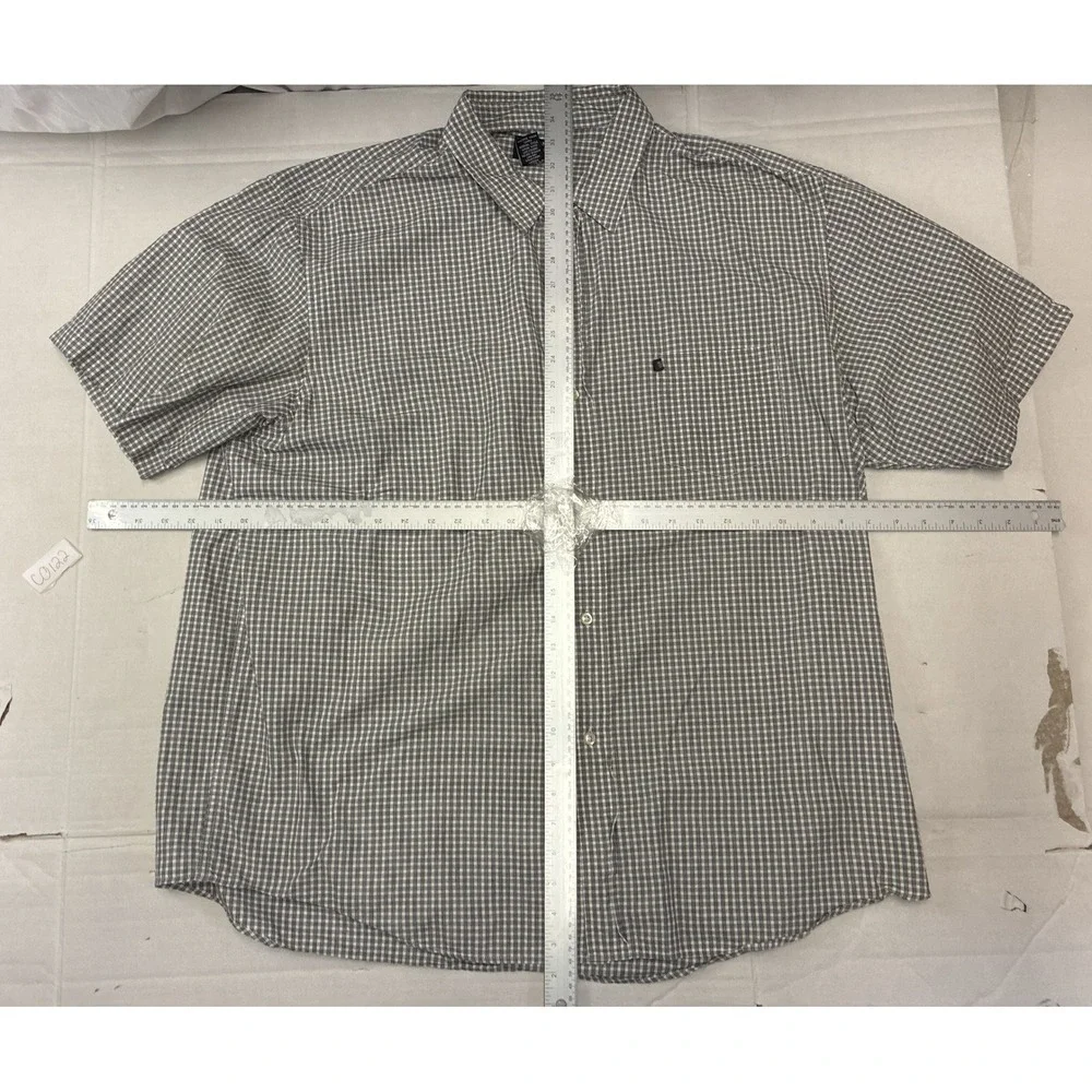 Polo Jeans Co Ralph Lauren Mens XXL Black White Check Short Sleeve Button Shirt‎